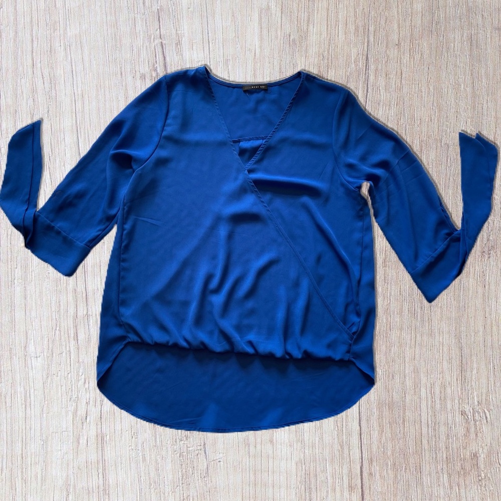 WEST KEI Tie Sleeve High Low Blouse